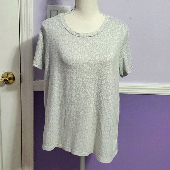 Rene Rofe Gray Boho Medallion Super Soft Short Sleeve Sleep Pajama Tee - Picture 1 of 9